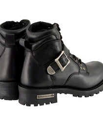 Milwaukee Leather Men's Classic Black Leather Lace-Up 6-inch Engineer Boots with Side Buckle MBM9010