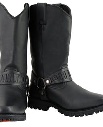 Milwaukee Leather Men’s Classic Harness Black Leather 11-Inch Western Style Motorcycle Boots MBM9015