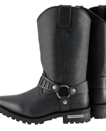 Milwaukee Leather Men’s Classic Harness Black Leather 11-Inch Western Style Motorcycle Boots MBM9015