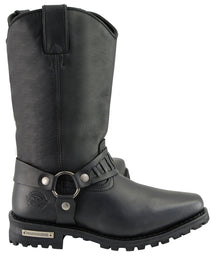 Milwaukee Leather Men’s Classic Harness Black Leather 11-Inch Western Style Motorcycle Boots MBM9015