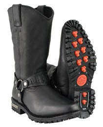 Milwaukee Leather Men’s Classic Harness Black Leather 11-Inch Western Style Motorcycle Boots MBM9015