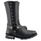 Milwaukee Leather MBM9025 Men's Black Harness Motorcycle Boots with Braid and Riveted Details