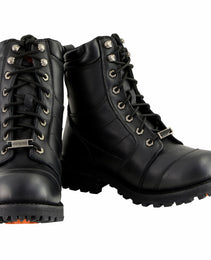 Milwaukee Leather Classic Men's Black Leather Wide-Width 8-inch Lace-Up Logger Biker Boots MBM9030W