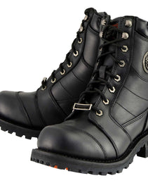 Milwaukee Leather Classic Men's Black Leather Wide-Width 8-inch Lace-Up Logger Biker Boots MBM9030W