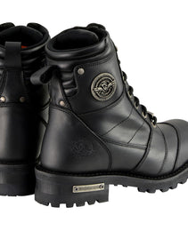 Milwaukee Leather Classic Men's Black Leather Wide-Width 8-inch Lace-Up Logger Biker Boots MBM9030W