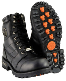Milwaukee Leather Classic Men's Black Leather Wide-Width 8-inch Lace-Up Logger Biker Boots MBM9030W