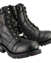 Milwaukee Leather MBM9030W Men's Black 'Wide-Width' 8-inch Lace-Up Classic Logger Boots
