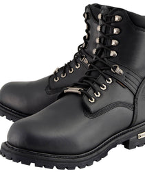 Milwaukee Leather Men's Black Wide Width 7-inch Lace to Toe Full-Waterproof Leather Boots MBM9036WP