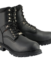 Milwaukee Leather MBM9036WP Men's Black 'Wide Width' 7-inch Lace to Toe Waterproof Leather Boots