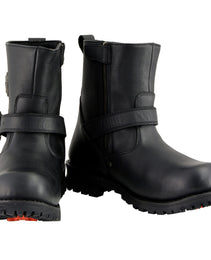 Milwaukee Leather Men's Black Leather 6-inch Classic Engineer Motorcycle w/ with Side Zipper MBM9040