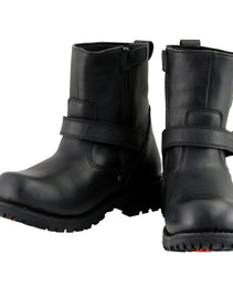 Milwaukee Leather Men's Black Leather 6-inch Classic Engineer Motorcycle w/ with Side Zipper MBM9040