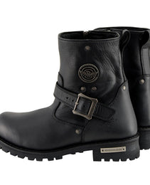 Milwaukee Leather MBM9040W Men's Black 'Wide Width' 6-inch Classic Engineer Motorcycle Leather Boots with Side Zipper