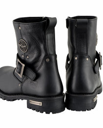 Milwaukee Leather Men's Black Leather 6-inch Classic Engineer Motorcycle w/ with Side Zipper MBM9040