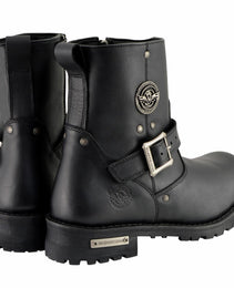 Milwaukee Leather MBM9040W Men's Black 'Wide Width' 6-inch Classic Engineer Motorcycle Leather Boots with Side Zipper