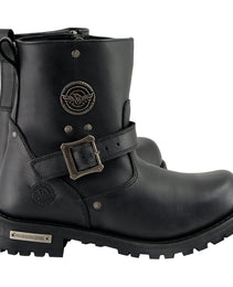 Milwaukee Leather Men's Black Leather 6-inch Classic Engineer Motorcycle w/ with Side Zipper MBM9040