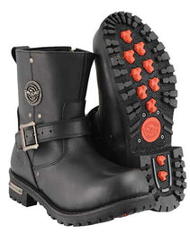 Milwaukee Leather Men's Black Leather 6-inch Classic Engineer Motorcycle w/ with Side Zipper MBM9040