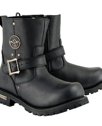 Milwaukee Leather MBM9040 Men's Black 6-inch Classic Engineer Motorcycle Leather Boots with Side Zipper