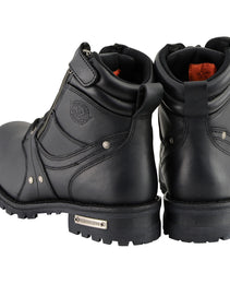 Milwaukee Leather Men's Black Leather 6-inch Lace-Up Motorcycle Biker Rider Boots w/ Zipper Closure MBM9050
