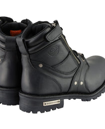 Milwaukee Leather Men's Black Leather 6-inch Lace-Up Motorcycle Biker Rider Boots w/ Zipper Closure MBM9050