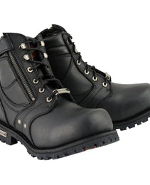 Milwaukee Leather MBM9050 Men's Black 6-inch Lace-Up Boots with Zipper Closure