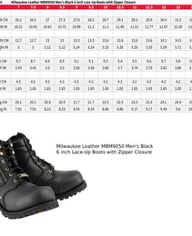 Milwaukee Leather Men's Black Leather 6-inch Lace-Up Motorcycle Biker Rider Boots w/ Zipper Closure MBM9050