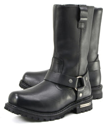 Milwaukee Leather Men’s Black Waterproof Boots 11-inch Wide Width Square Toe with Harness and Zipper MBM9061WP