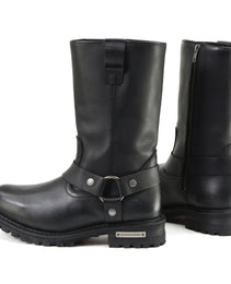 Milwaukee Leather Men’s Black Waterproof Boots 11-inch Wide Width Square Toe with Harness and Zipper MBM9061WP