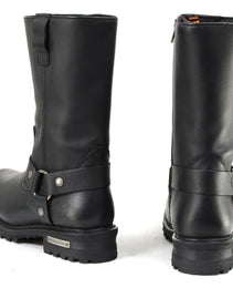 Milwaukee Leather Men’s Black Waterproof Boots 11-inch Wide Width Square Toe with Harness and Zipper MBM9061WP