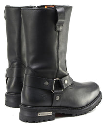 Milwaukee Leather Men’s Black Waterproof Boots 11-inch Wide Width Square Toe with Harness and Zipper MBM9061WP