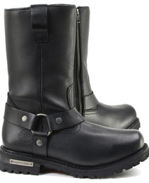 Milwaukee Leather Men’s Black Waterproof Boots 11-inch Wide Width Square Toe with Harness and Zipper MBM9061WP