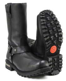 Milwaukee Leather Men’s Black Waterproof Boots 11-inch Wide Width Square Toe with Harness and Zipper MBM9061WP