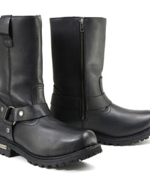 Milwaukee Leather Men’s Black Waterproof Boots 11-inch Wide Width Square Toe with Harness and Zipper MBM9061WP