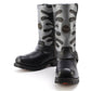 Milwaukee Leather Men’s Fire Fight Harness Boots – Black Leather w/ Silver Flames, 11″ Square Toe, Inside Zipper - MBM9067