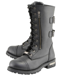 Milwaukee Leather Men’s 13-Inch-Tall Tactical Black Lace-Up Leather Boots Zipper w/ Storage Pocket MBM9069