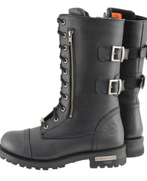 Milwaukee Leather Men’s 13-Inch-Tall Tactical Black Lace-Up Leather Boots Zipper w/ Storage Pocket MBM9069