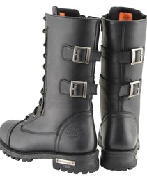 Milwaukee Leather Men’s 13-Inch-Tall Tactical Black Lace-Up Leather Boots Zipper w/ Storage Pocket MBM9069