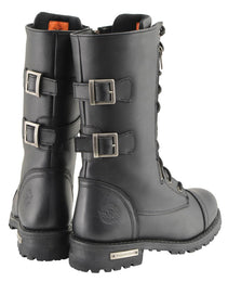 Milwaukee Leather Men’s 13-Inch-Tall Tactical Black Lace-Up Leather Boots Zipper w/ Storage Pocket MBM9069