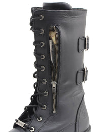 Milwaukee Leather Men’s 13-Inch-Tall Tactical Black Lace-Up Leather Boots Zipper w/ Storage Pocket MBM9069