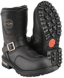 Milwaukee Leather MBM9071WP Men's Black 'Wide Width' 9-inch Waterproof Engineer Leather Biker Boots with Reflective Piping