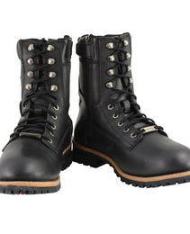 Milwaukee Leather Men's Classic Black Leather Wide Width Lace-Up Logger Boots w/ Side Zipper MBM9095W
