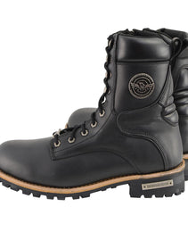 Milwaukee Leather Men's Classic Black Leather Wide Width Lace-Up Logger Boots w/ Side Zipper MBM9095W