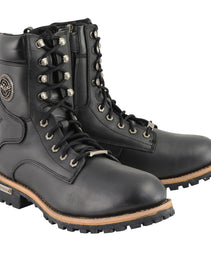 Milwaukee Leather MBM9095W Men's Black Wide Width Lace-Up Classic Logger Boots