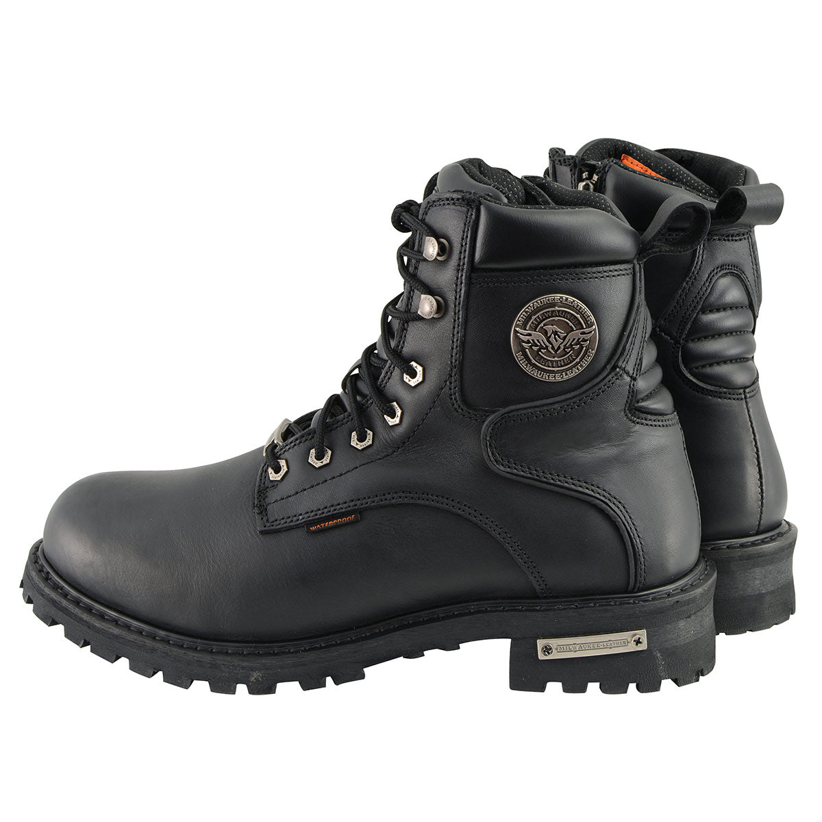 Milwaukee Leather MBM9096WP Men's Black Leather 'Wide Width' 6-Inch Lace-Up Logger Waterproof Boots