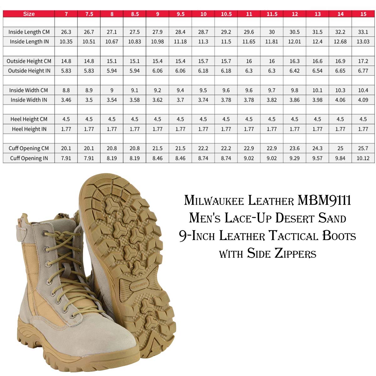Milwaukee Leather MBM9111 Men's Lace-Up Desert Sand 9-Inch Leather Swat Style-Tactical Motorcycle Biker Boots