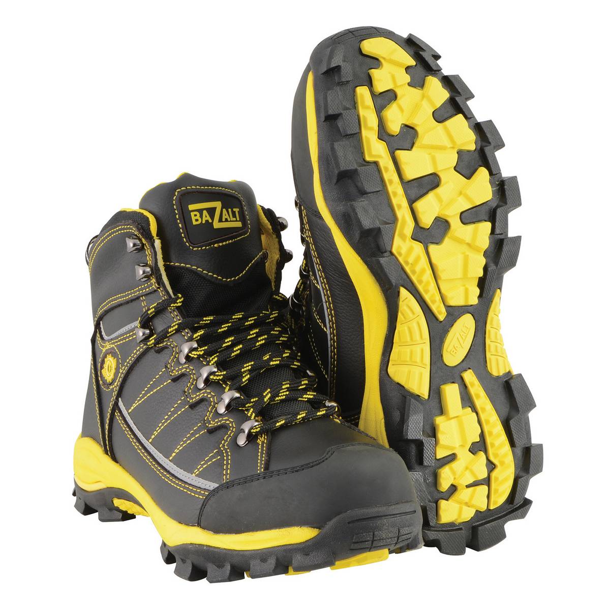 Bazalt MBM9122 Men's Black with Yellow Water and Frost Proof Leather Outdoor Lace-Up Boots