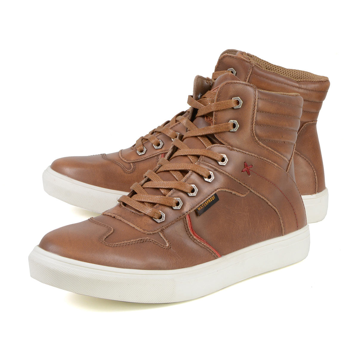 Milwaukee Leather MBM9154 Men's Cognac Leather High-Top Reinforced Street Riding Waterproof Shoes with Ankle Support