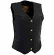Milwaukee Leather MDL4000 Women's Black Denim Snap Button Closure Motorcycle Rider Vest