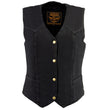 Milwaukee Leather MDL4000 Women's Black Plain Side 3 Snap Front Denim Vest