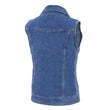 Milwaukee Leather MDL4030 Women's Blue Denim Zipper Front Motorcycle Vest with Studded Spikes