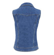 Milwaukee Leather MDL4030 Women's Blue Denim Zipper Front Motorcycle Vest with Studded Spikes